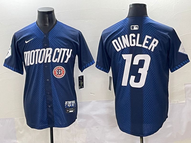 Men 2025 Detroit Tigers 13 Dingler Blue City Edition Nike MLB Jersey style 6